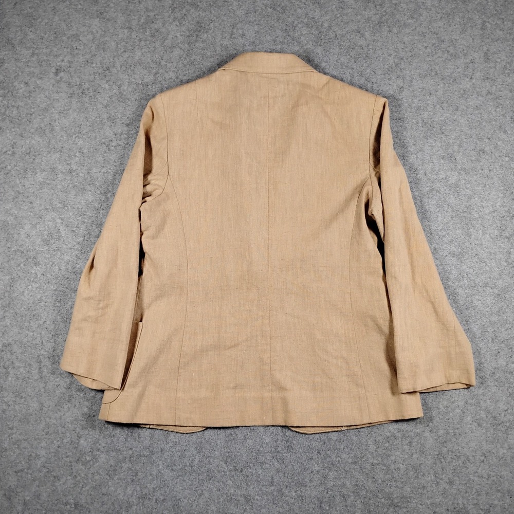 Schrauer Sport Vintage Tan Linen Textured Blazer Jacket Size 8 Beige - Picture 8 of 10